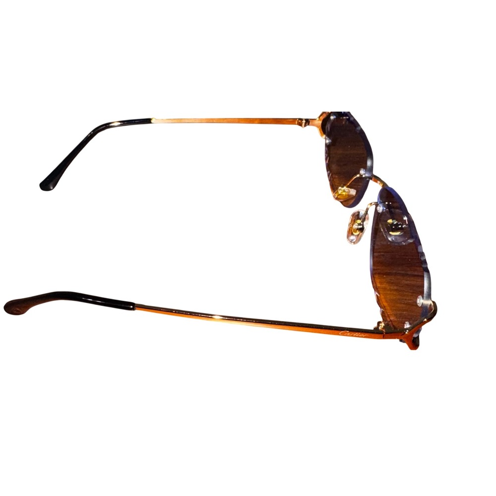 Cartier Rimless Sunglasses Gold Blue Gradient Diamond Cut Lens Made in Italy - Picture 4 of 8